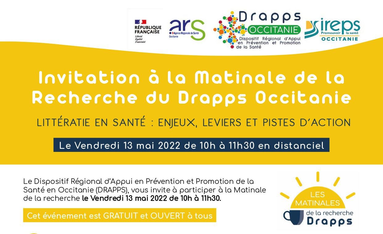 Matinale DRAPPS 13 mai 2022 « Littératie en santé : enjeux, leviers et pistes d&rsquo;actions »