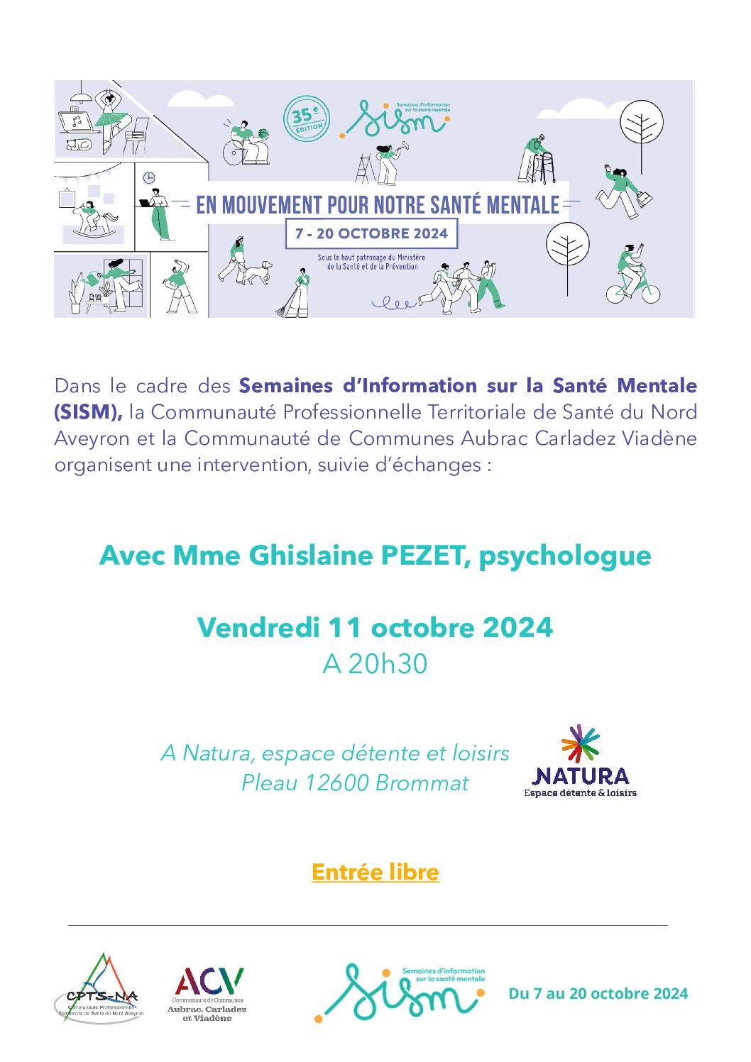 Semaines d’Information sur la Santé Mentale (SISM) – 7 au 20 octobre 2024