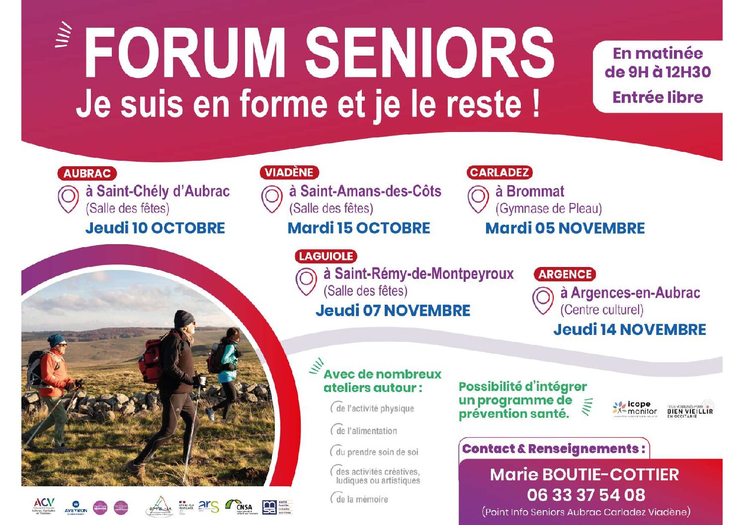 En Octobre et Novembre, plusieurs Forums Seniors en Nord Aveyron